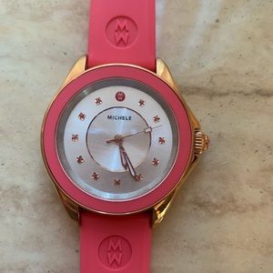Michele Rubber Pink Band Watch